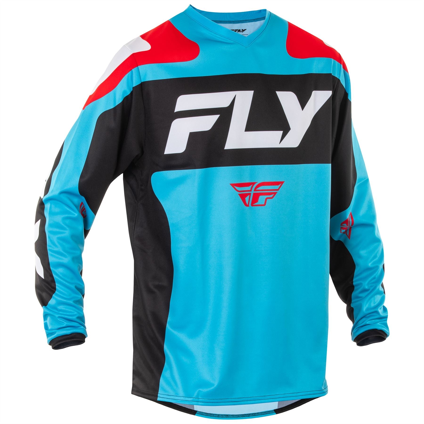 Fly Racing 2025 F-16 Motocross Jersey Cyan Black White